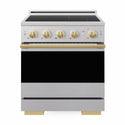 ZLINE Autograph Edition 30 in. 4.2 cu. ft. Marino Induction Range with 4 Element Cooktop and Electric Convection Oven in Satin Stainless Steel with Polished Gold Accents (MINRSZ-30-G)