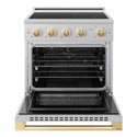 ZLINE Autograph Edition 30 in. 4.2 cu. ft. Marino Induction Range with 4 Element Cooktop and Electric Convection Oven in Satin Stainless Steel with Polished Gold Accents (MINRSZ-30-G)