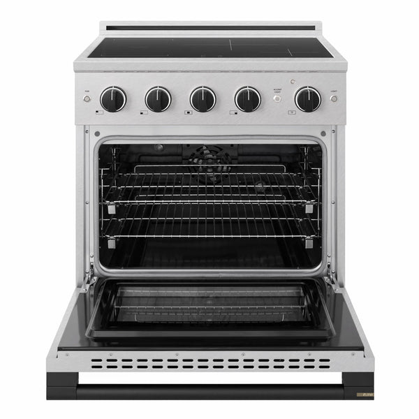 ZLINE Autograph Edition 30 in. 4.2 cu. ft. Marino Induction Range with 4 Element Cooktop and Electric Convection Oven in Satin Stainless Steel with Matte Black Accents (MINRSZ-30-MB)