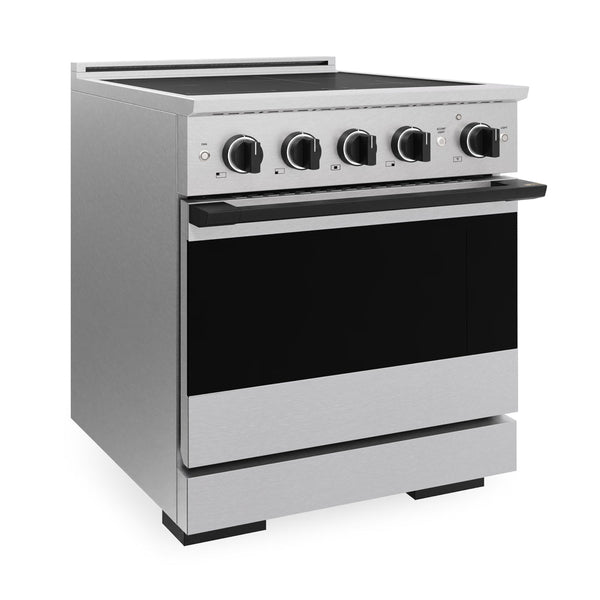 ZLINE Autograph Edition 30 in. 4.2 cu. ft. Marino Induction Range with 4 Element Cooktop and Electric Convection Oven in Satin Stainless Steel with Matte Black Accents (MINRSZ-30-MB)