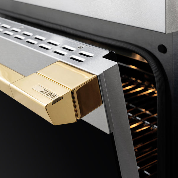 ZLINE Autograph Edition 36 in. 5.2 cu. ft. Marino Induction Range with 5 Element Cooktop and Electric Convection Oven in Satin Stainless Steel with Polished Gold Accents (MINRSZ-36-G)