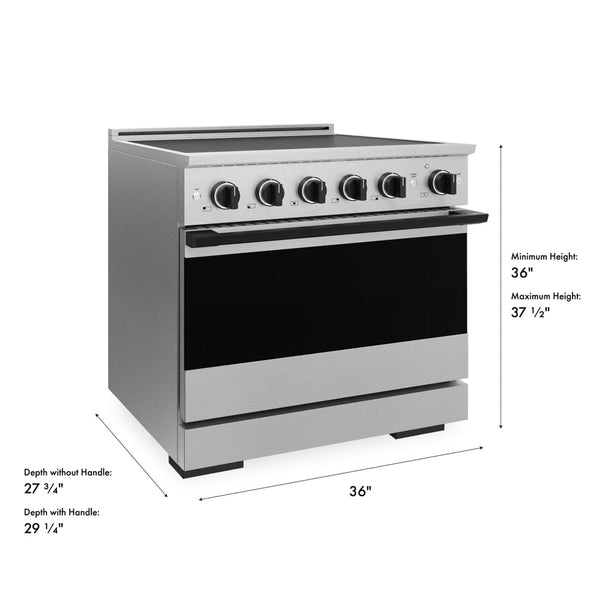 ZLINE Autograph Edition 36 in. 5.2 cu. ft. Marino Induction Range with 5 Element Cooktop and Electric Convection Oven in Satin Stainless Steel with Matte Black Accents (MINRSZ-36-MB)