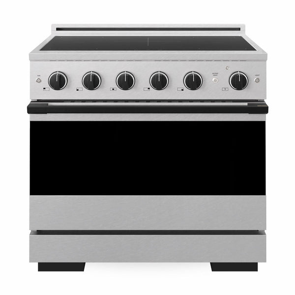 ZLINE Autograph Edition 36 in. 5.2 cu. ft. Marino Induction Range with 5 Element Cooktop and Electric Convection Oven in Satin Stainless Steel with Matte Black Accents (MINRSZ-36-MB)