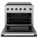 ZLINE Autograph Edition 36 in. 5.2 cu. ft. Marino Induction Range with 5 Element Cooktop and Electric Convection Oven in Satin Stainless Steel with Matte Black Accents (MINRSZ-36-MB)