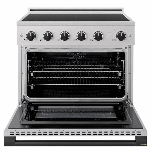 ZLINE Autograph Edition 36 in. 5.2 cu. ft. Marino Induction Range with 5 Element Cooktop and Electric Convection Oven in Satin Stainless Steel with Matte Black Accents (MINRSZ-36-MB)