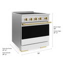 ZLINE Autograph Edition 30 in. 4.2 cu. ft. Marino Induction Range with 4 Element Cooktop and Electric Convection Oven in Satin Stainless Steel with White Matte Door and Polished Gold Accents (MINRSZ-WM-30-G)