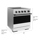ZLINE Autograph Edition 30 in. 4.2 cu. ft. Marino Induction Range with 4 Element Cooktop and Electric Convection Oven in Satin Stainless Steel with White Matte Door and Matte Black Accents (MINRSZ-WM-30-MB)