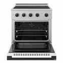 ZLINE Autograph Edition 30 in. 4.2 cu. ft. Marino Induction Range with 4 Element Cooktop and Electric Convection Oven in Satin Stainless Steel with White Matte Door and Matte Black Accents (MINRSZ-WM-30-MB)