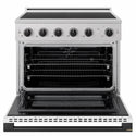 ZLINE Autograph Edition 36 in. 5.2 cu. ft. Marino Induction Range with 5 Element Cooktop and Electric Convection Oven in Satin Stainless Steel with White Matte Door and Matte Black Accents (MINRSZ-WM-36-MB)