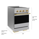 ZLINE Autograph Edition 24 in. 3.2 cu. ft. Marino Induction Range with 3 Element Cooktop and Electric Convection Oven in Stainless Steel with Polished Gold Accents (MINRZ-24-G)