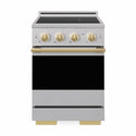 ZLINE Autograph Edition 24 in. 3.2 cu. ft. Marino Induction Range with 3 Element Cooktop and Electric Convection Oven in Stainless Steel with Polished Gold Accents (MINRZ-24-G)