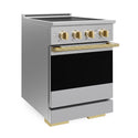 ZLINE Autograph Edition 24 in. 3.2 cu. ft. Marino Induction Range with 3 Element Cooktop and Electric Convection Oven in Stainless Steel with Polished Gold Accents (MINRZ-24-G)
