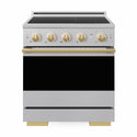 ZLINE Autograph Edition 30 in. 4.2 cu. ft. Marino Induction Range with 4 Element Cooktop and Electric Convection Oven in Stainless Steel with Polished Gold Accents (MINRZ-30-G)