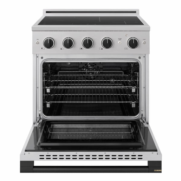 ZLINE Autograph Edition 30 in. 4.2 cu. ft. Marino Induction Range with 4 Element Cooktop and Electric Convection Oven in Stainless Steel with Matte Black Accents (MINRZ-30-MB)