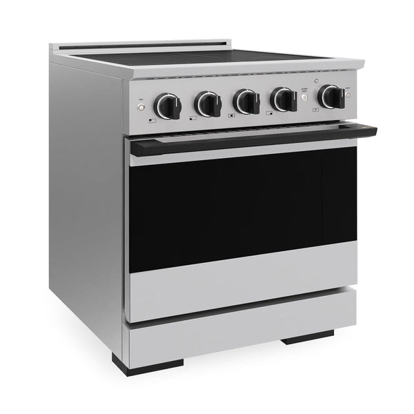 ZLINE Autograph Edition 30 in. 4.2 cu. ft. Marino Induction Range with 4 Element Cooktop and Electric Convection Oven in Stainless Steel with Matte Black Accents (MINRZ-30-MB)