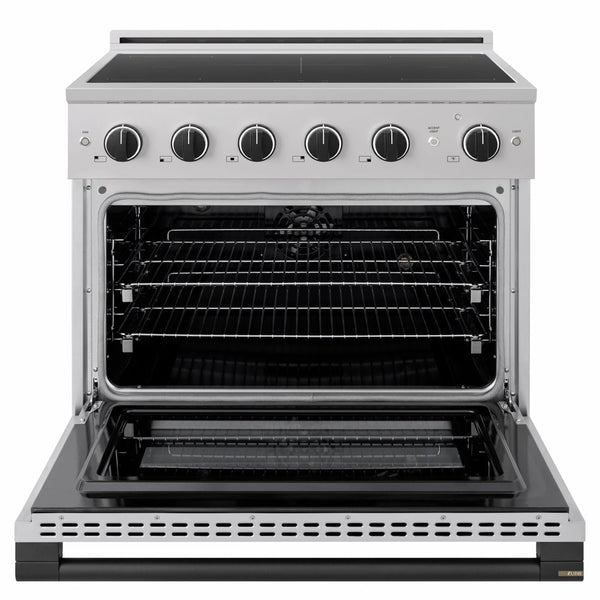 ZLINE Autograph Edition 36 in. 5.2 cu. ft. Marino Induction Range with 5 Element Cooktop and Electric Convection Oven in Stainless Steel with Matte Black Accents (MINRZ-36-MB)