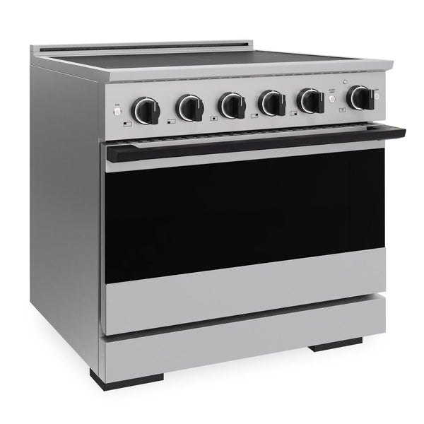 ZLINE Autograph Edition 36 in. 5.2 cu. ft. Marino Induction Range with 5 Element Cooktop and Electric Convection Oven in Stainless Steel with Matte Black Accents (MINRZ-36-MB)