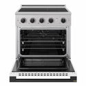 ZLINE Autograph Edition 30 in. 4.2 cu. ft. Marino Induction Range with 4 Element Cooktop and Electric Convection Oven in Stainless Steel with White Matte Door and Matte Black Accents (MINRZ-WM-30-MB)