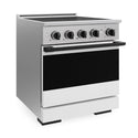 ZLINE Autograph Edition 30 in. 4.2 cu. ft. Marino Induction Range with 4 Element Cooktop and Electric Convection Oven in Stainless Steel with White Matte Door and Matte Black Accents (MINRZ-WM-30-MB)