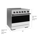 ZLINE Autograph Edition 36 in. 5.2 cu. ft. Marino Induction Range with 5 Element Cooktop and Electric Convection Oven in Stainless Steel with White Matte Door and Matte Black Accents (MINRZ-WM-36-MB)