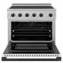 ZLINE Autograph Edition 36 in. 5.2 cu. ft. Marino Induction Range with 5 Element Cooktop and Electric Convection Oven in Stainless Steel with White Matte Door and Matte Black Accents (MINRZ-WM-36-MB)