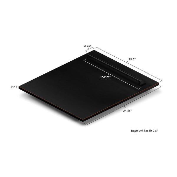 ZLINE 24" Tallac Series 3rd Rack Dishwasher with Oil-Rubbed Bronze Panel and Traditional Handle, 51dBa (DWV-ORB-24) dimensional diagram with measurements.