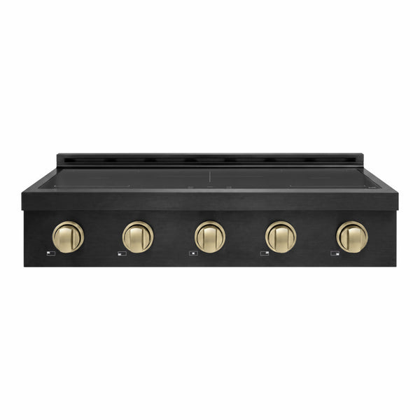 ZLINE Autograph Edition 36 in. Paramount Induction Rangetop with 5 Element Cooktop in Black Stainless Steel and Champagne Bronze Accents (SINRTBZ-36-CB)
