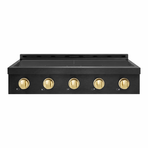 ZLINE Autograph Edition 36 in. Paramount Induction Rangetop with 5 Element Cooktop in Black Stainless Steel and Polished Gold Accents (SINRTBZ-36-G)