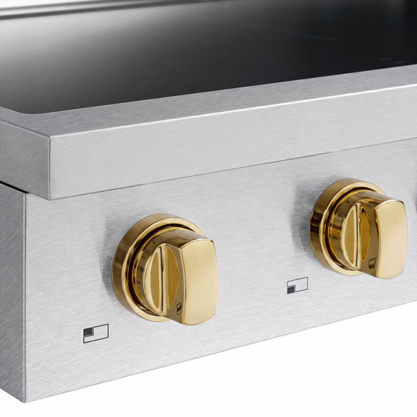 ZLINE Autograph Edition 30 in. Paramount Induction Rangetop with 4 Element Cooktop in Satin Stainless Steel and Polished Gold Accents (SINRTSZ-30-G)