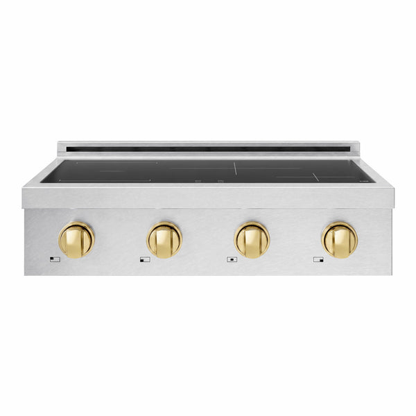 ZLINE Autograph Edition 30 in. Paramount Induction Rangetop with 4 Element Cooktop in Satin Stainless Steel and Polished Gold Accents (SINRTSZ-30-G)