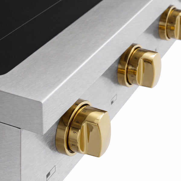 ZLINE Autograph Edition 36 in. Paramount Induction Rangetop with 5 Element Cooktop in Satin Stainless Steel and Polished Gold Accents (SINRTSZ-36-G)