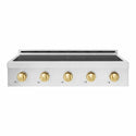 ZLINE Autograph Edition 36 in. Paramount Induction Rangetop with 5 Element Cooktop in Satin Stainless Steel and Polished Gold Accents (SINRTSZ-36-G)