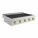 ZLINE Autograph Edition 36 in. Paramount Induction Rangetop with 5 Element Cooktop in Satin Stainless Steel and Polished Gold Accents (SINRTSZ-36-G)