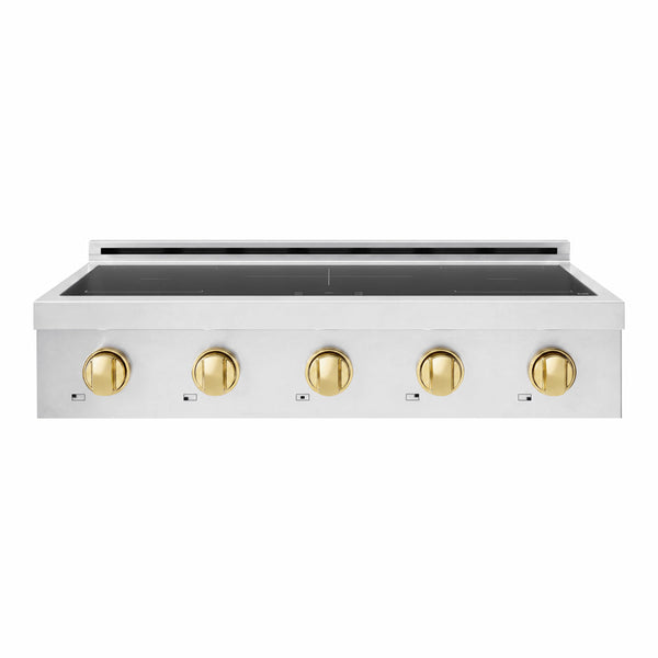 ZLINE Autograph Edition 36 in. Paramount Induction Rangetop with 5 Element Cooktop in Stainless Steel and Polished Gold Accents (SINRTZ-36-G)