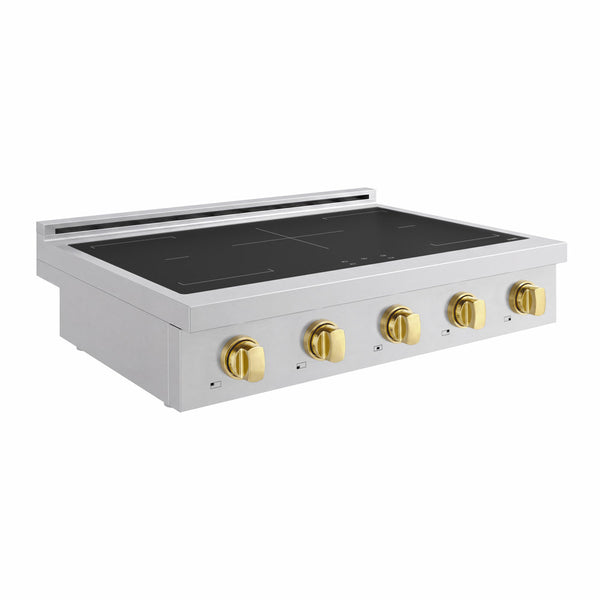 ZLINE Autograph Edition 36 in. Paramount Induction Rangetop with 5 Element Cooktop in Stainless Steel and Polished Gold Accents (SINRTZ-36-G)