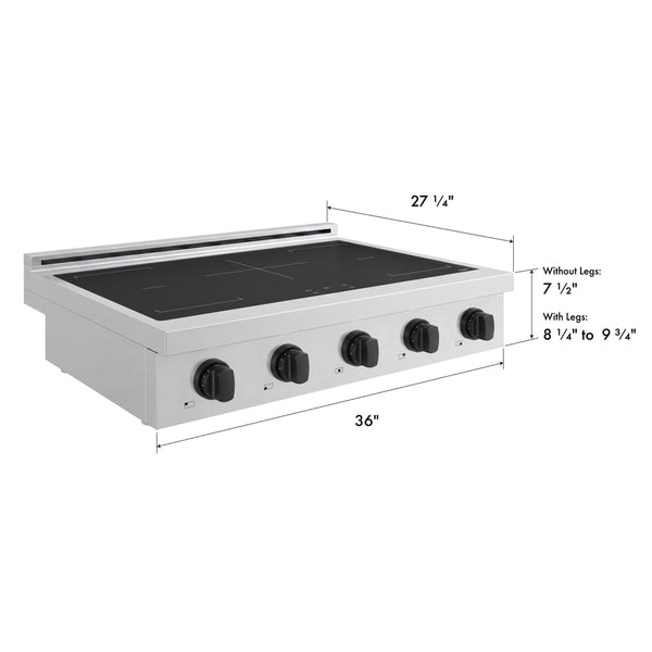 ZLINE Autograph Edition 36 in. Paramount Induction Rangetop with 5 Element Cooktop in Stainless Steel and Matte Black Accents (SINRTZ-36-MB)