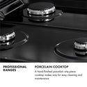 ZLINE Autograph Edition 36 in. 4.6 cu. ft. Legacy Dual Fuel Range with 6 Burner Gas Cooktop and Electric Convection Oven in Black Stainless Steel and Polished Gold Accents (RABZ-36-G)