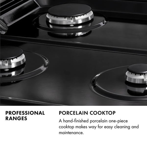 ZLINE Autograph Edition 36 in. 4.6 cu. ft. Legacy Dual Fuel Range with 6 Burner Gas Cooktop and Electric Convection Oven in Black Stainless Steel and Polished Gold Accents (RABZ-36-G)