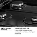 ZLINE 36 in. 4.6 cu. ft. Legacy Dual Fuel Range with Gas Cooktop and Electric Convection Oven in Black Stainless Steel with 6 Brass Burners (RAB-BR-36)