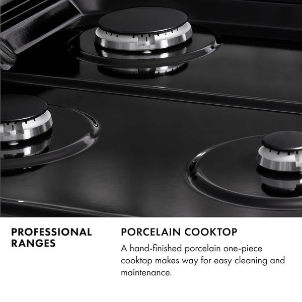 ZLINE 48 in. 6.0 cu. ft. Legacy Dual Fuel Range with Gas Cooktop and 2 Electric Ovens in Black Stainless Steel with 6 Brass Burners (RAB-BR-48)