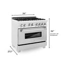 ZLINE 36 in. 4.6 cu. ft. Legacy Dual Fuel Range with 6 Burner Gas Cooktop and Electric Convection Oven in Satin Stainless Steel with Griddle (RAS-SN-GR-36)