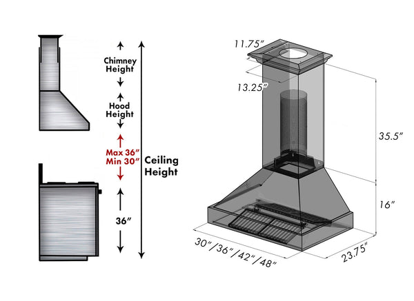 30" Ducted Fingerprint Resistant Stainless Steel Range Hood with Copper Shell (8654C-30)