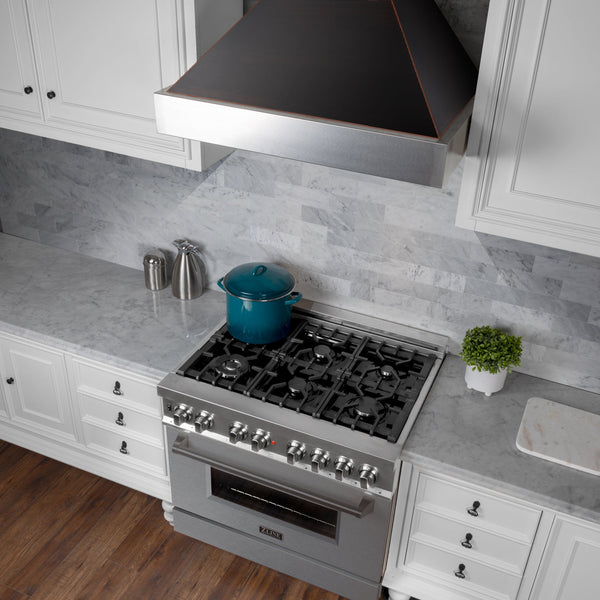 36" Ducted Fingerprint Resistant Stainless Steel Range Hood with Oil Rubbed Bronze Shell (8654ORB-36)