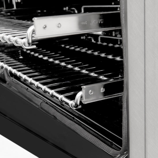 ZLINE 24 in. 2.8 cu. ft. Legacy Dual Fuel Range with 4 Burner Gas Cooktop and Electric Convection Oven in Satin Stainless Steel and Black Matte Door (RAS-BLM-24)