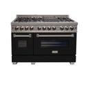 ZLINE 48 in. 6.0 cu. ft. Legacy Dual Fuel Range with 7 Burner Gas Cooktop and 2 Electric Ovens in Satin Stainless Steel and Black Matte Doors (RAS-BLM-48)