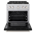 ZLINE 30 in. 4.2 cu. ft. Paramount Dual Fuel Range with 4 Burner Gas Cooktop and Electric Convection Oven in Satin Stainless Steel with Black Matte Door (SDRS-BLM-30)