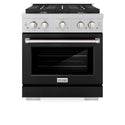 ZLINE 30 in. 4.2 cu. ft. Paramount Dual Fuel Range with 4 Burner Gas Cooktop and Electric Convection Oven in Satin Stainless Steel with Black Matte Door (SDRS-BLM-30)