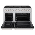 ZLINE 48 in. 6.7 cu. ft. Paramount Double Oven Dual Fuel Range with 8 Burner Gas Cooktop in Satin Stainless Steel with Black Matte Doors (SDRS-BLM-48)