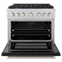ZLINE 36 in. 5.2 cu. ft. Paramount Gas Range with 6 Burner Cooktop and Convection Gas Oven in Satin Stainless Steel with Black Matte Door (SGRS-BLM-36)