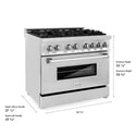 ZLINE 36 in. 4.6 cu. ft. Legacy Dual Fuel Range with 6 Burner Gas Cooktop and Electric Convection Oven in Stainless Steel with Satin Stainless Steel Door (RA-SN-36)